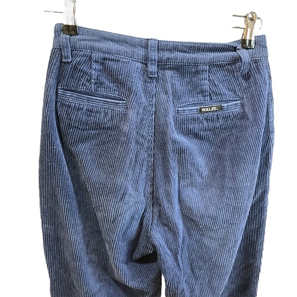 ROLLA'S Women’s Pleated Deep Blue Corduroy Pants Straight Leg High Waist - Picture 5 of 13